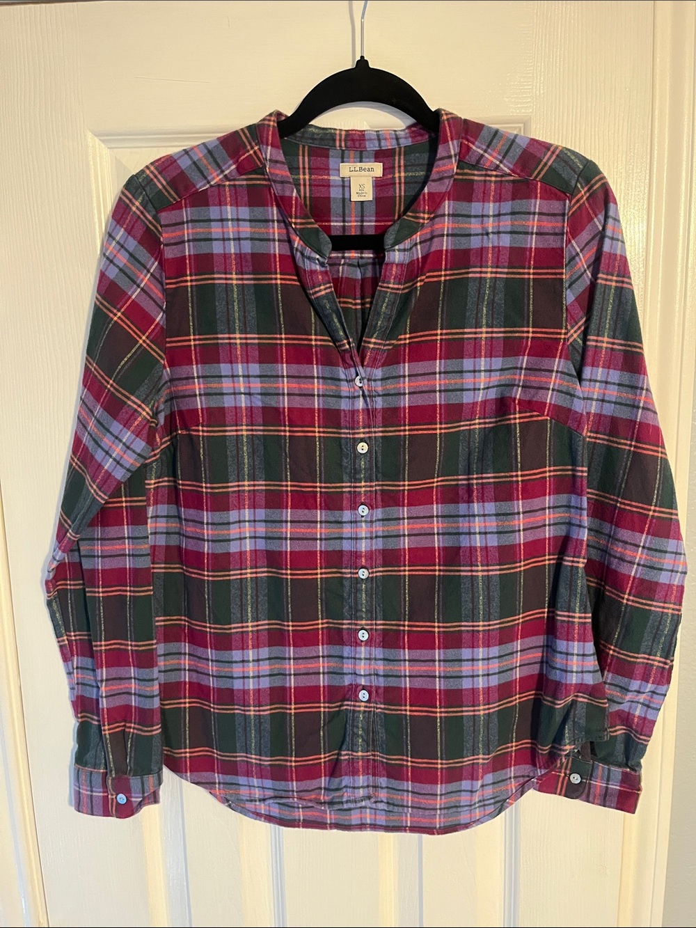 L.L. Bean Women’s Plaid Button-Down Flannel Shirt XS